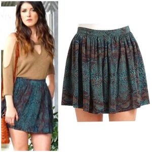 Rebecca Taylor Python Print Silk Mini Skirt In Emerald Green Motif Size 2 EUC